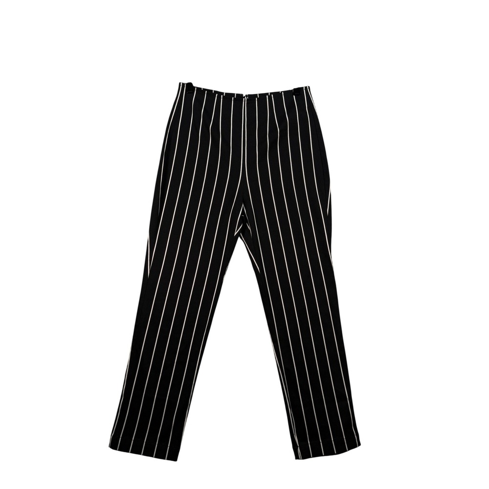 Reformation 6P Petite Black White Striped Organic Cotton Ankle Pants NWT Office